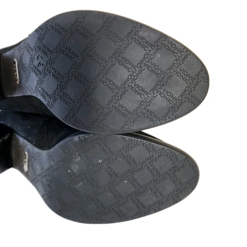 Vionic Womens Anne Ankle Boots Size 6 Wide Black‎ Suede Snake Print Bootie Shoes